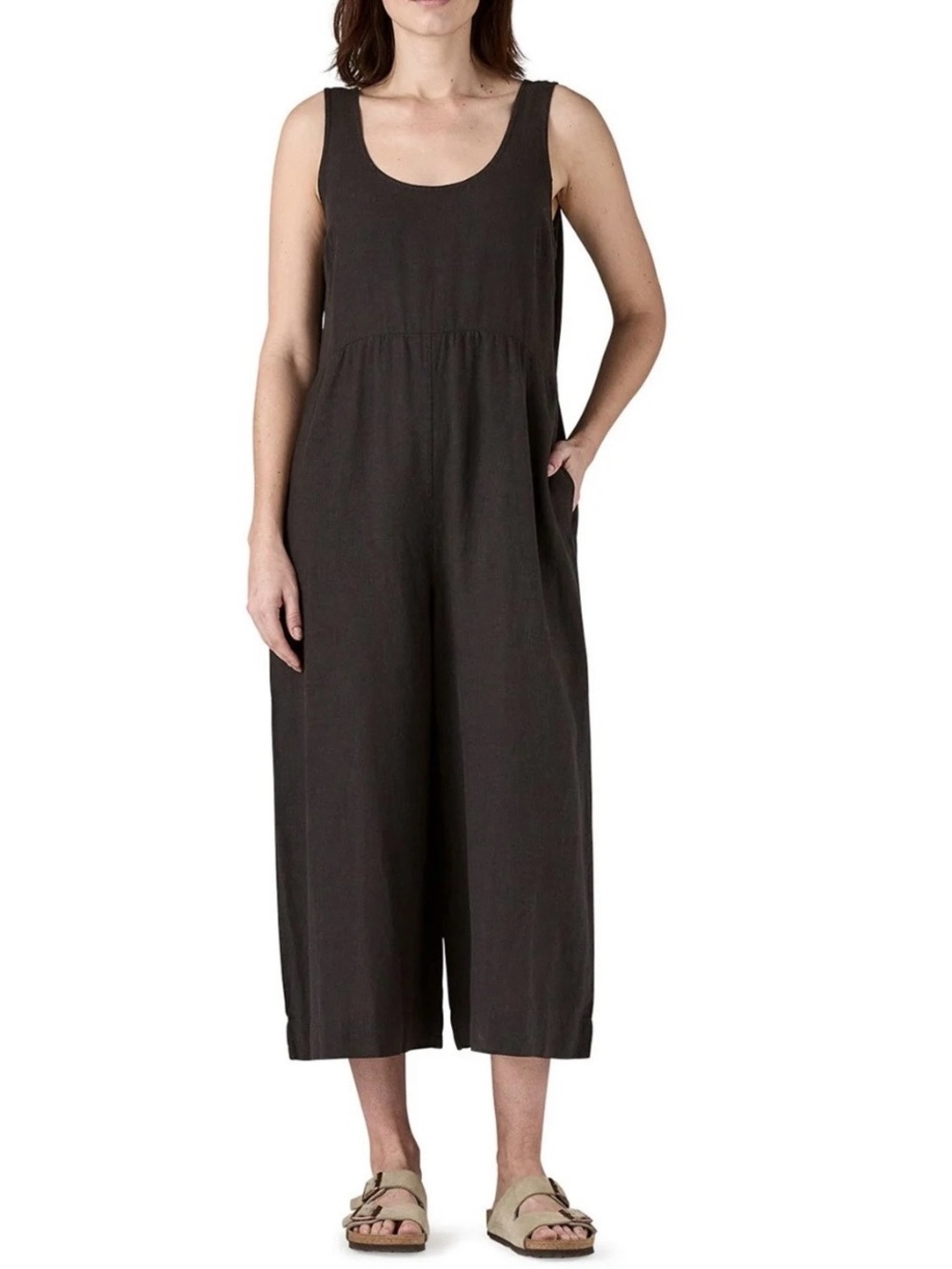 EUC Patagonia Garden Island Sleeveless Wide-Leg Jumpsuit black Sz S